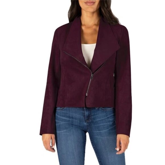 KUT from the Kloth Carina Faux Suede Drape Moto Jacket - Picture 1 of 8